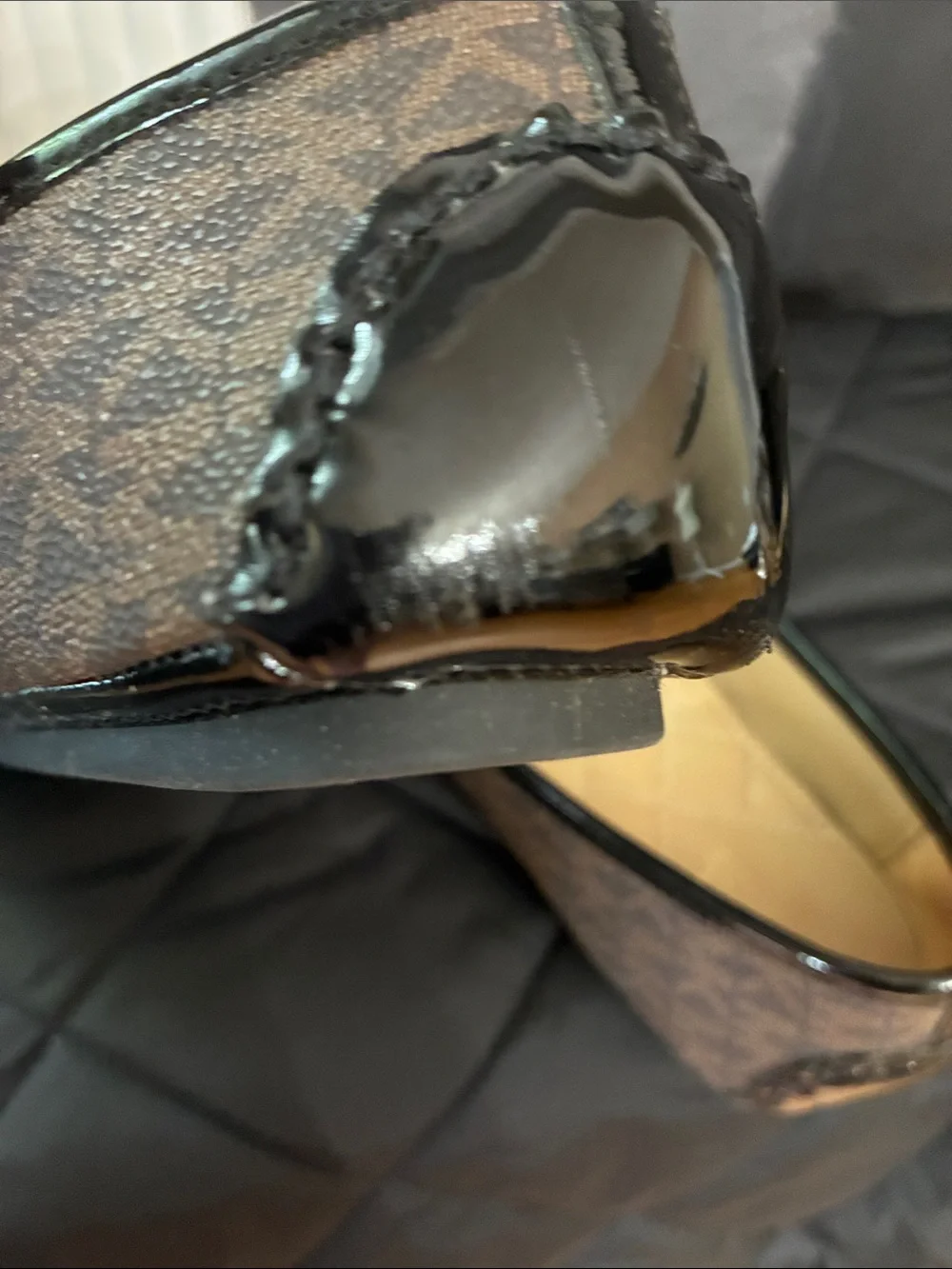 Michael Kors Brown Logo MK Gold-Emblem Loafers